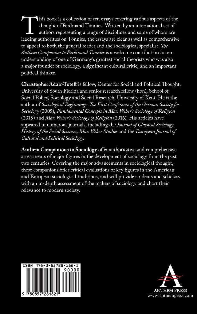 Weitere Ansicht: The Anthem Companion to Ferdinand Tönnies