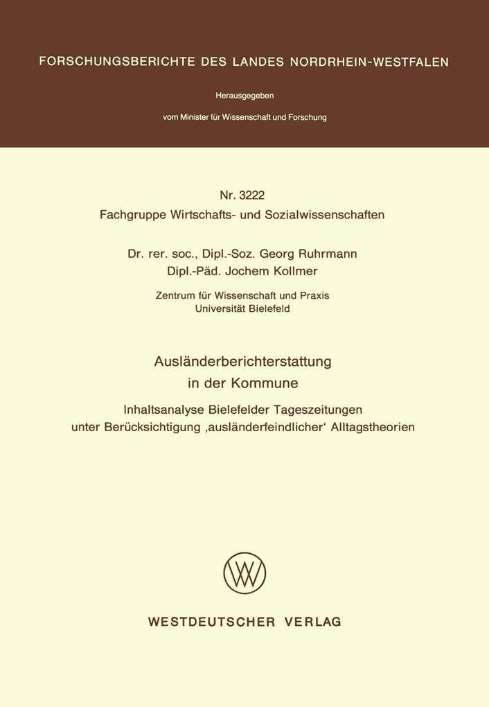 Produktbild: Ausländerberichterstattung in der Kommune | Georg Ruhrmann