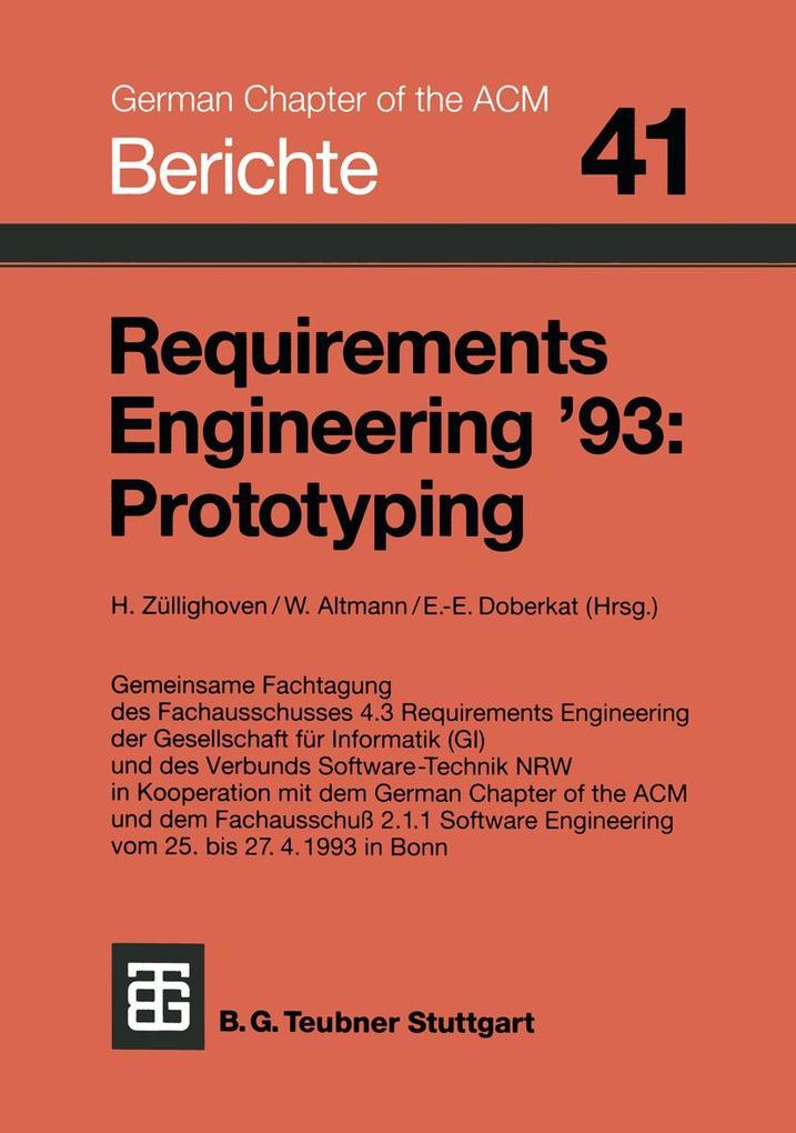 Produktbild: Requirements Engineering '93: Prototyping