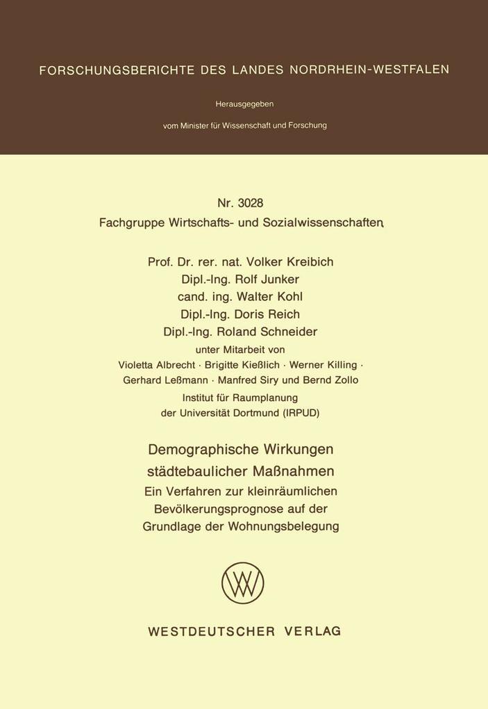 Produktbild: Demographische Wirkungen städtebaulicher Maßnahmen | Volker Kreibich