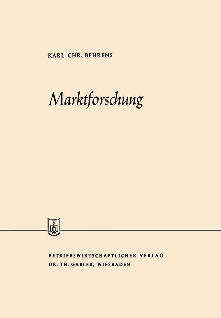 Produktbild: Marktforschung | Karl Chr. Behrens, Karl Christian Behrens