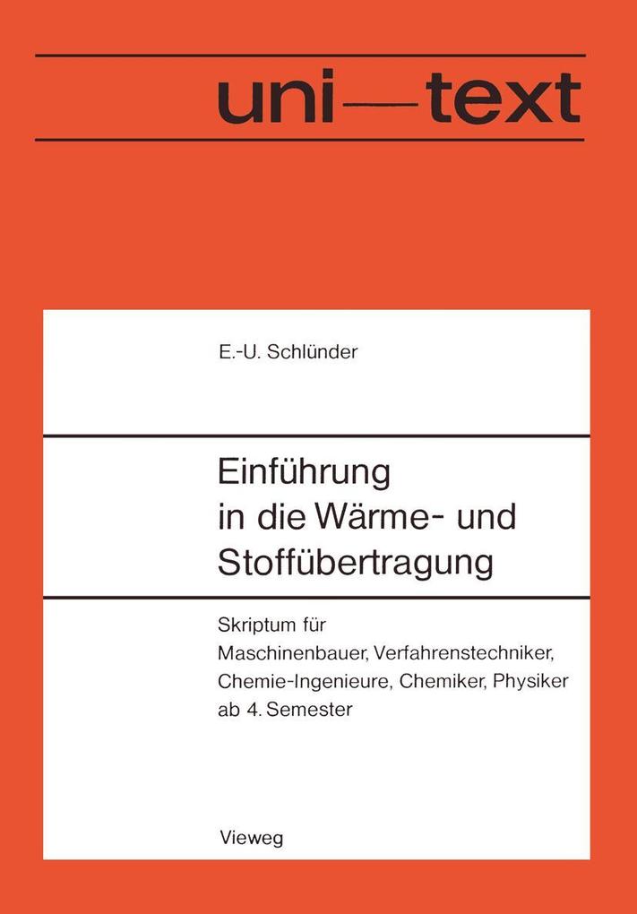 Produktbild: Einführung in die Wärme- und Stoffübertragung | Ernst-Ulrich Schlünder