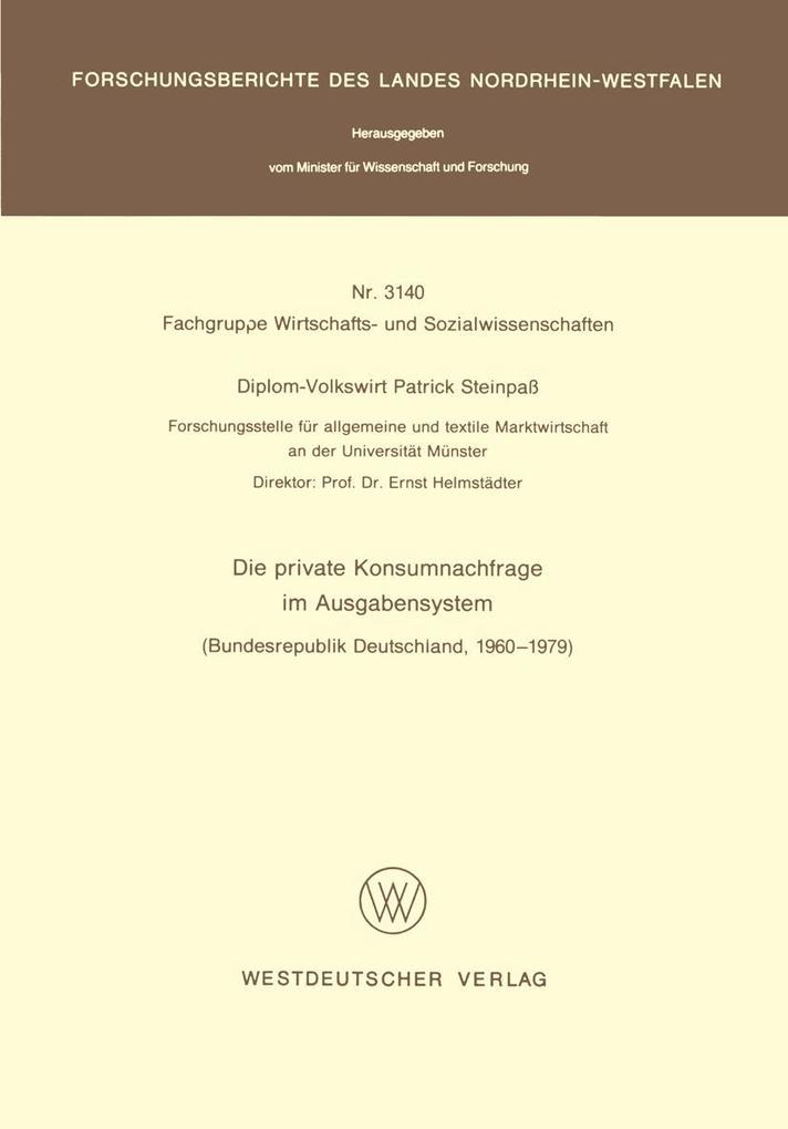 Produktbild: Die private Konsumnachfrage im Ausgabensystem | Patrick Steinpass