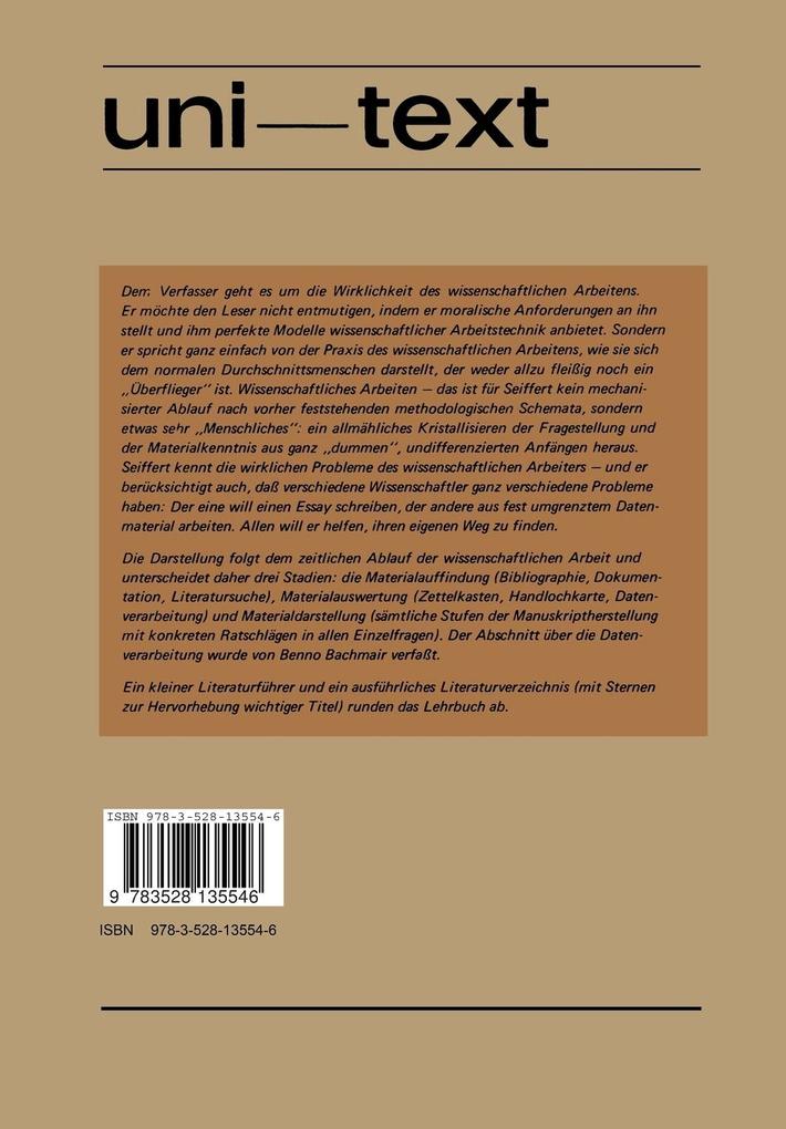 Weitere Ansicht: Einführung in das wissenschaftliche Arbeiten | Helmut Seiffert