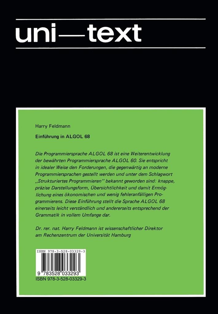 Weitere Ansicht: Einführung in ALGOL 68 | Harry Feldmann