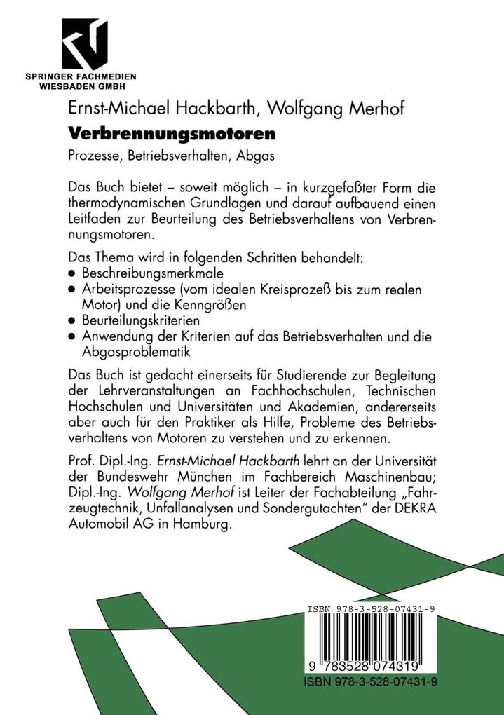 Weitere Ansicht: Verbrennungsmotoren | Ernst-Michael Hackbarth, Wolfgang Merhof