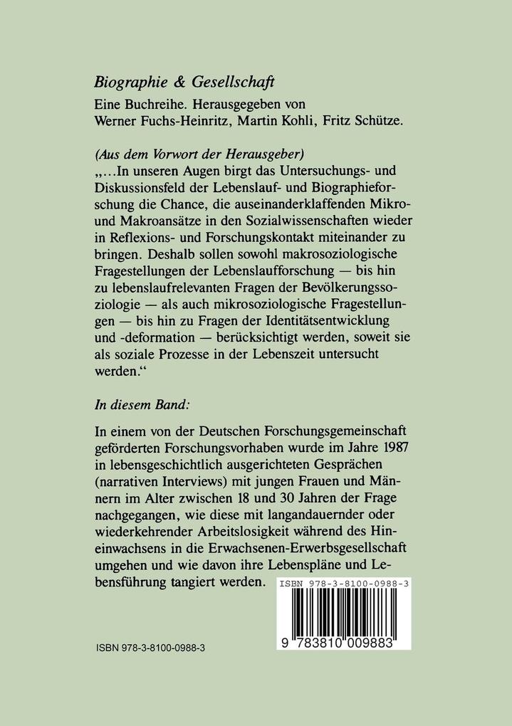 Weitere Ansicht: Arbeitslosigkeit und Lebensgeschichte | Ulrich Barr, Ruth Siebers, Gerd Vonderach
