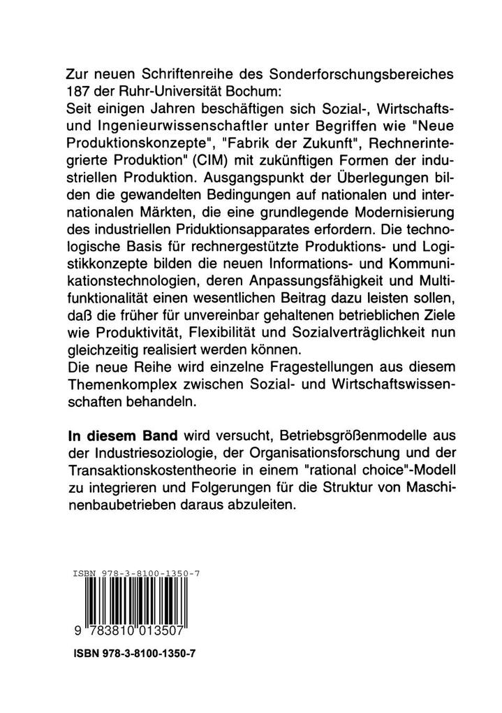 Weitere Ansicht: Theoretische Modelle der Betriebsgröße im Maschinenbau | Rainer Freriks