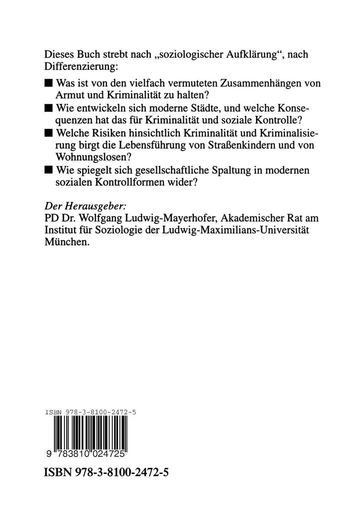 Weitere Ansicht: Soziale Ungleichheit, Kriminalität und Kriminalisierung | Wolfgang Ludwig-Mayerhofer