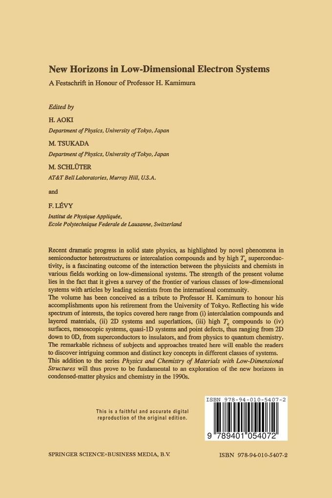 Weitere Ansicht: New Horizons in Low-Dimensional Electron Systems