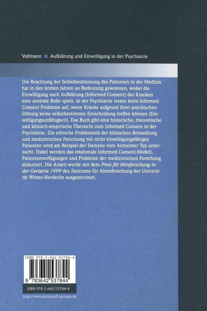 Weitere Ansicht: Aufklärung und Einwilligung in der Psychiatrie | Jochen Vollmann
