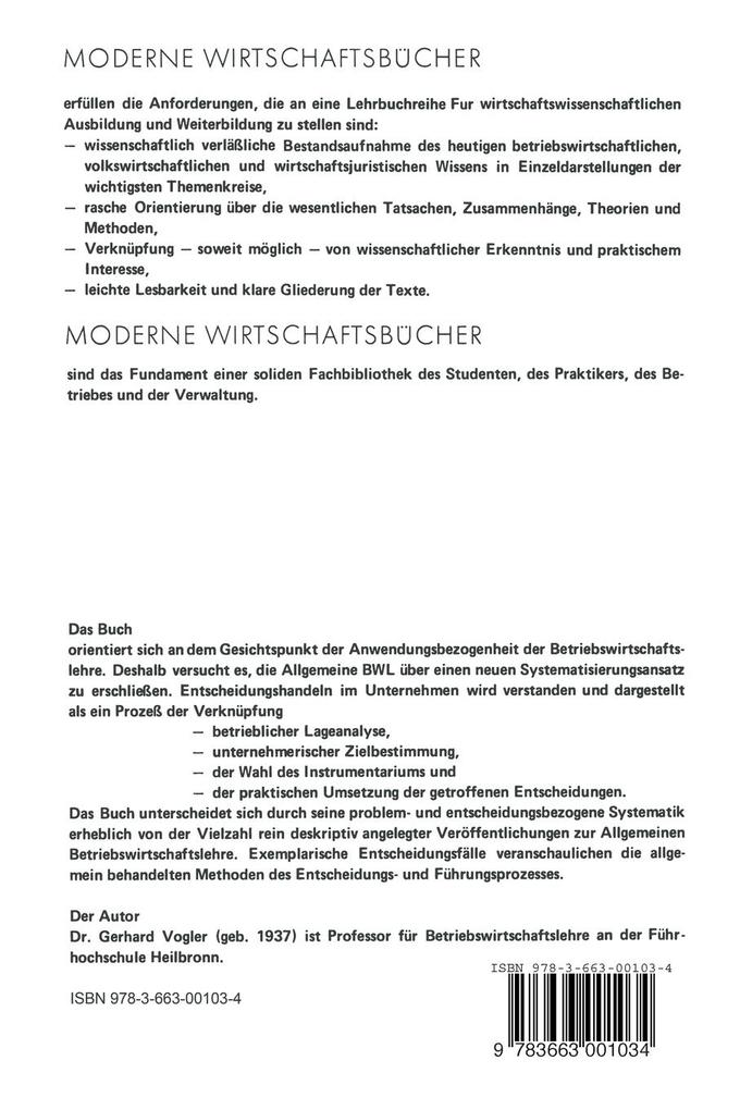 Weitere Ansicht: Allgemeine Betriebswirtschaftslehre | Gerhard Vogler