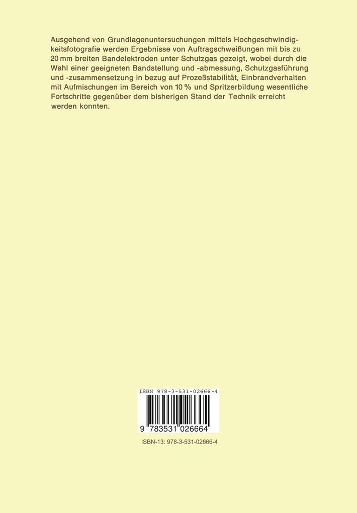 Weitere Ansicht: Untersuchungen der Grundlagen und Anwendungsmöglichkeiten des Auftragschweißens mit schmalen Bandelektroden unter Schutzgas | Friedrich Eichhorn