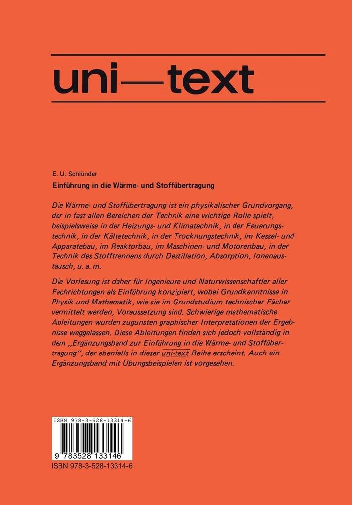 Weitere Ansicht: Einführung in die Wärme- und Stoffübertragung | Ernst-Ulrich Schlünder