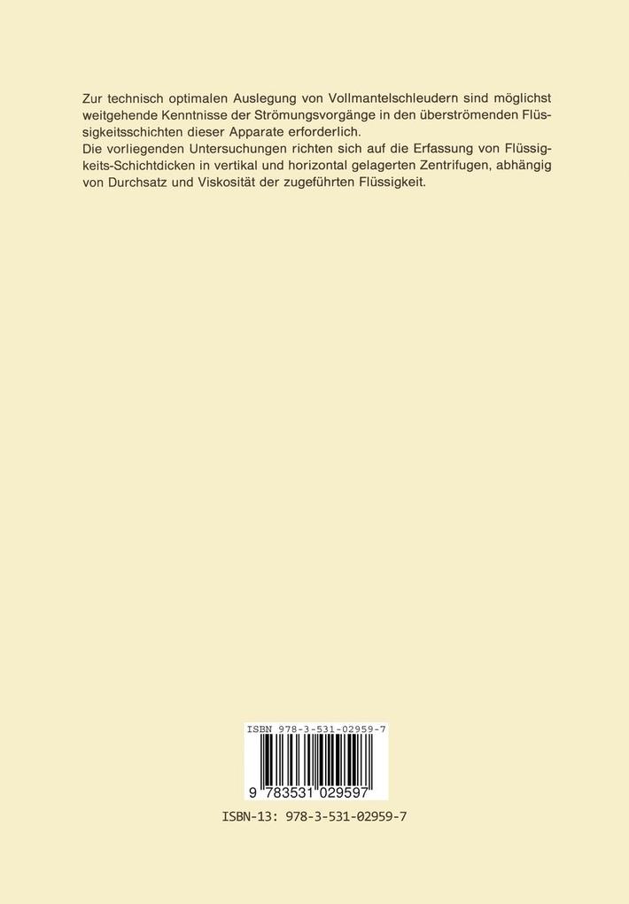 Weitere Ansicht: Experimentelle Untersuchungen an der überströmenden Flüssigkeitsschicht in Vollmantelschleudern ohne Überlaufrand | Uwe Meyer
