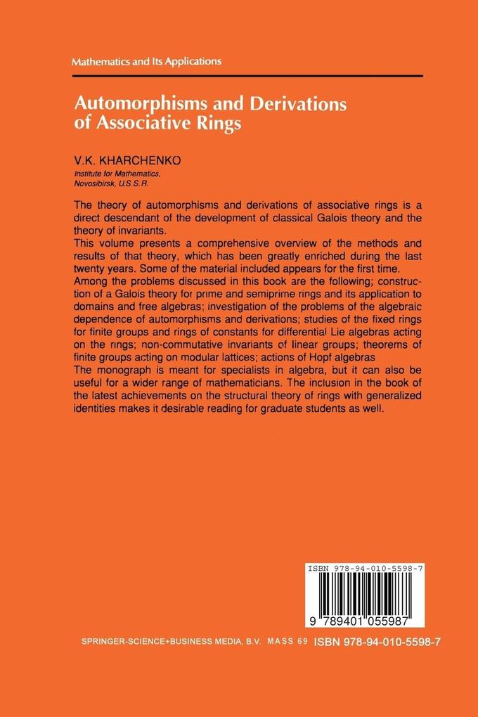 Weitere Ansicht: Automorphisms and Derivations of Associative Rings | V. Kharchenko