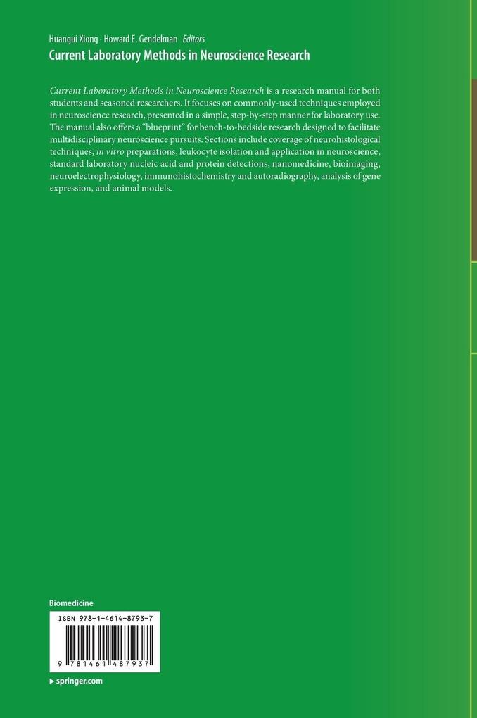 Weitere Ansicht: Current Laboratory Methods in Neuroscience Research