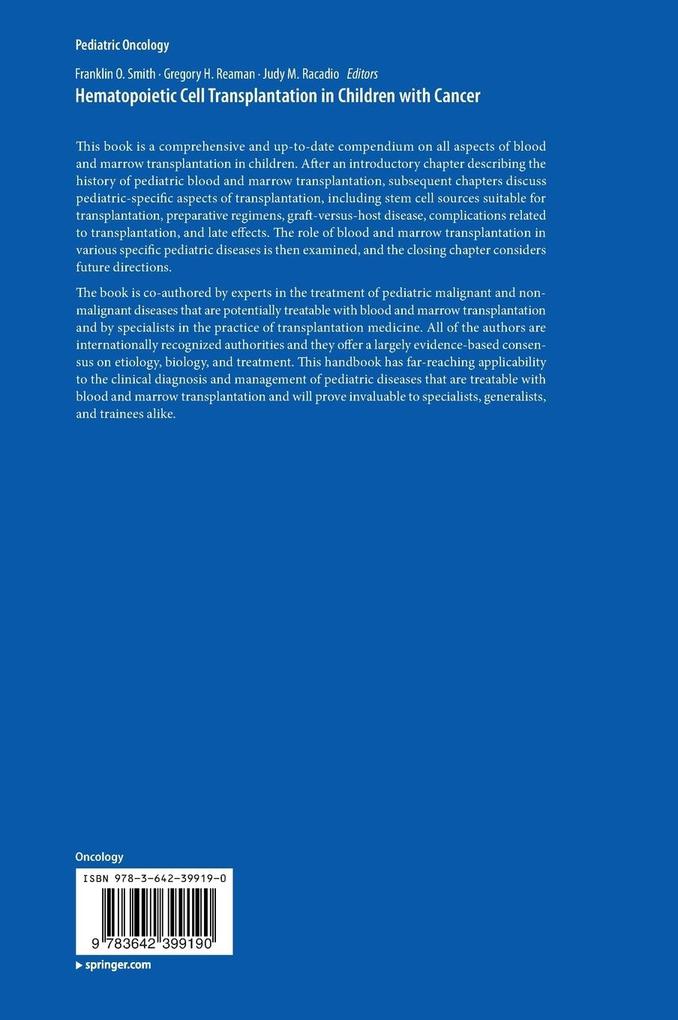 Weitere Ansicht: Hematopoietic Cell Transplantation in Children with Cancer
