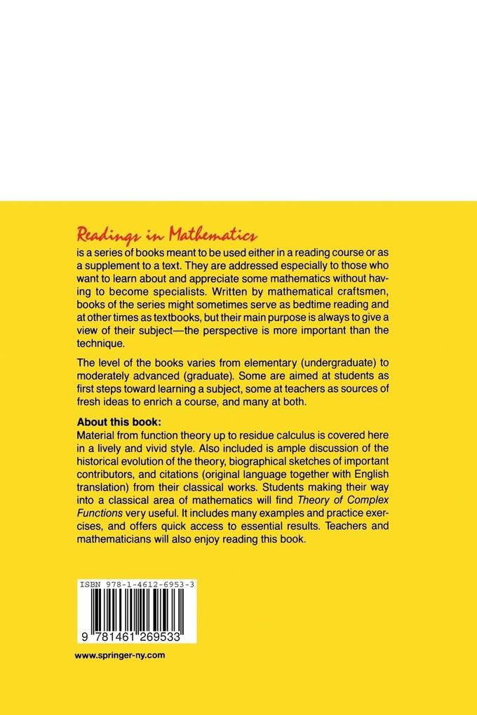 Weitere Ansicht: Theory of Complex Functions | Reinhold Remmert