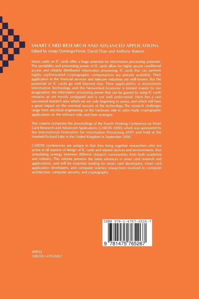 Weitere Ansicht: Smart Card Research and Advanced Applications