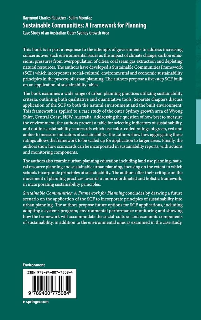 Weitere Ansicht: Sustainable Communities: A Framework for Planning | Raymond Charles Rauscher, Salim Momtaz