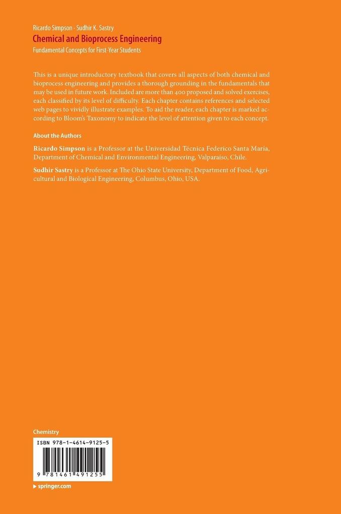 Weitere Ansicht: Chemical and Bioprocess Engineering | Ricardo Simpson, Sudhir K. Sastry