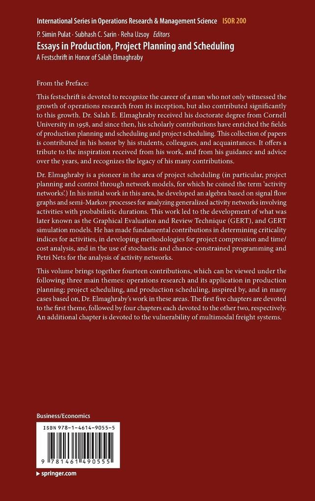 Weitere Ansicht: Essays in Production, Project Planning and Scheduling