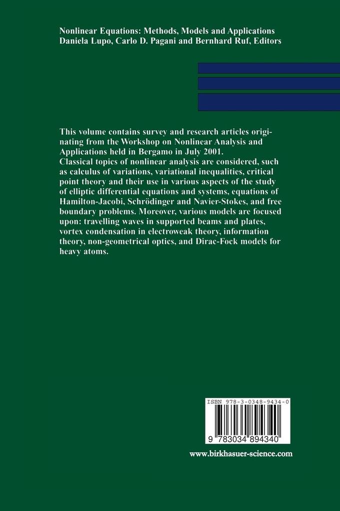 Weitere Ansicht: Nonlinear Equations: Methods, Models and Applications