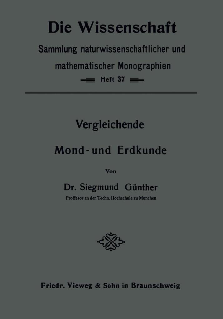 Produktbild: Vergleichende Mond- und Erdkunde | Siegmund Günther