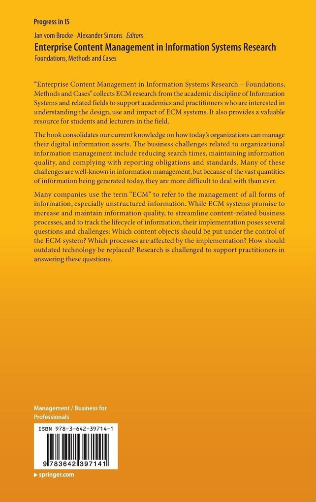 Weitere Ansicht: Enterprise Content Management in Information Systems Research
