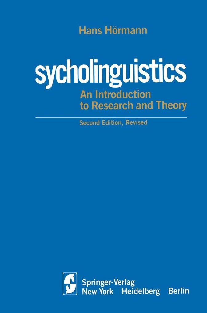 Produktbild: Psycholinguistics | Hans Hörmann
