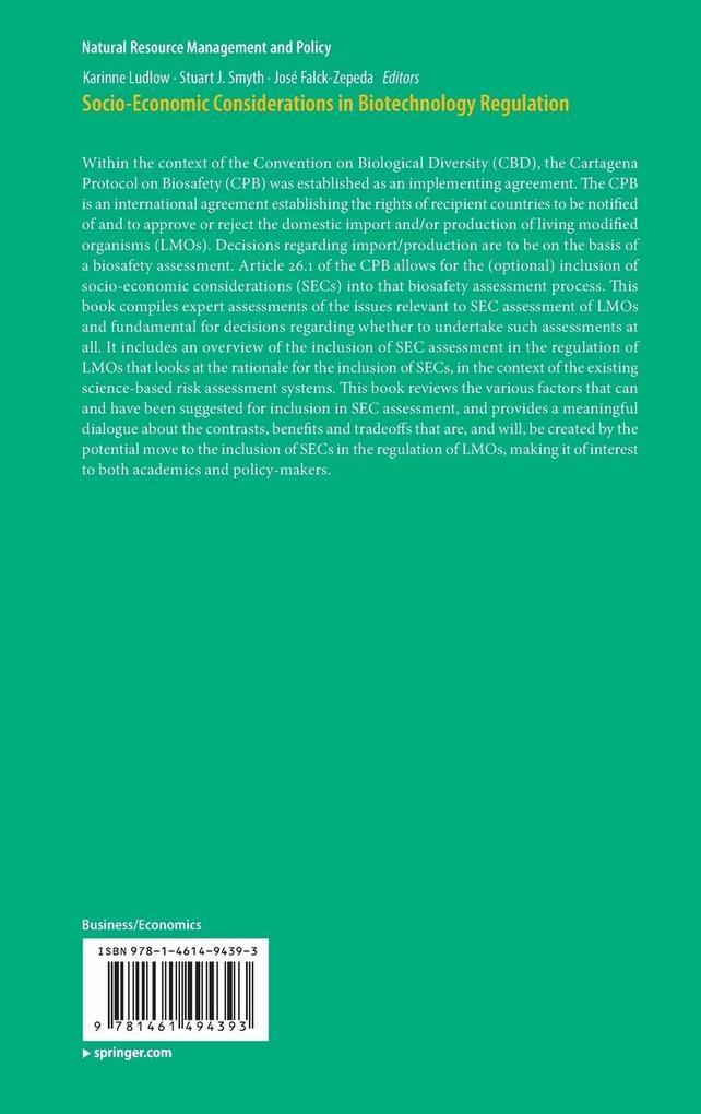 Weitere Ansicht: Socio-Economic Considerations in Biotechnology Regulation