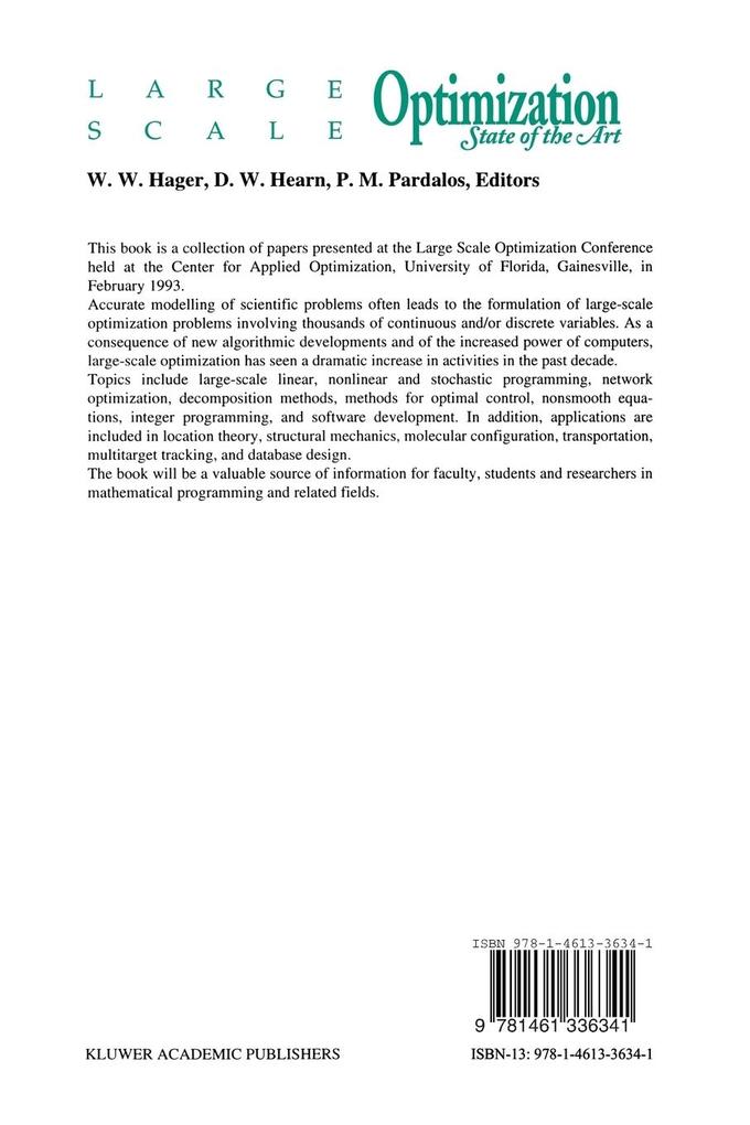 Weitere Ansicht: Large Scale Optimization