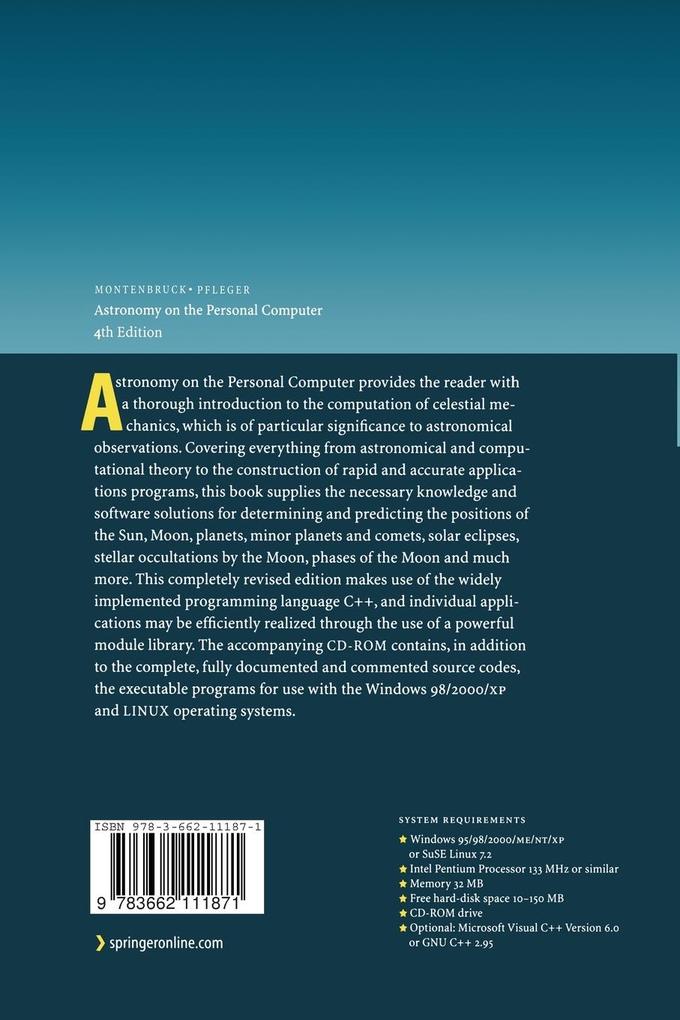 Weitere Ansicht: Astronomy on the Personal Computer | Oliver Montenbruck, Thomas Pfleger