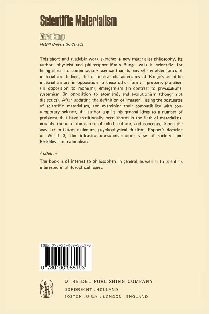 Weitere Ansicht: Scientific Materialism | M. Bunge, Mario Bunge
