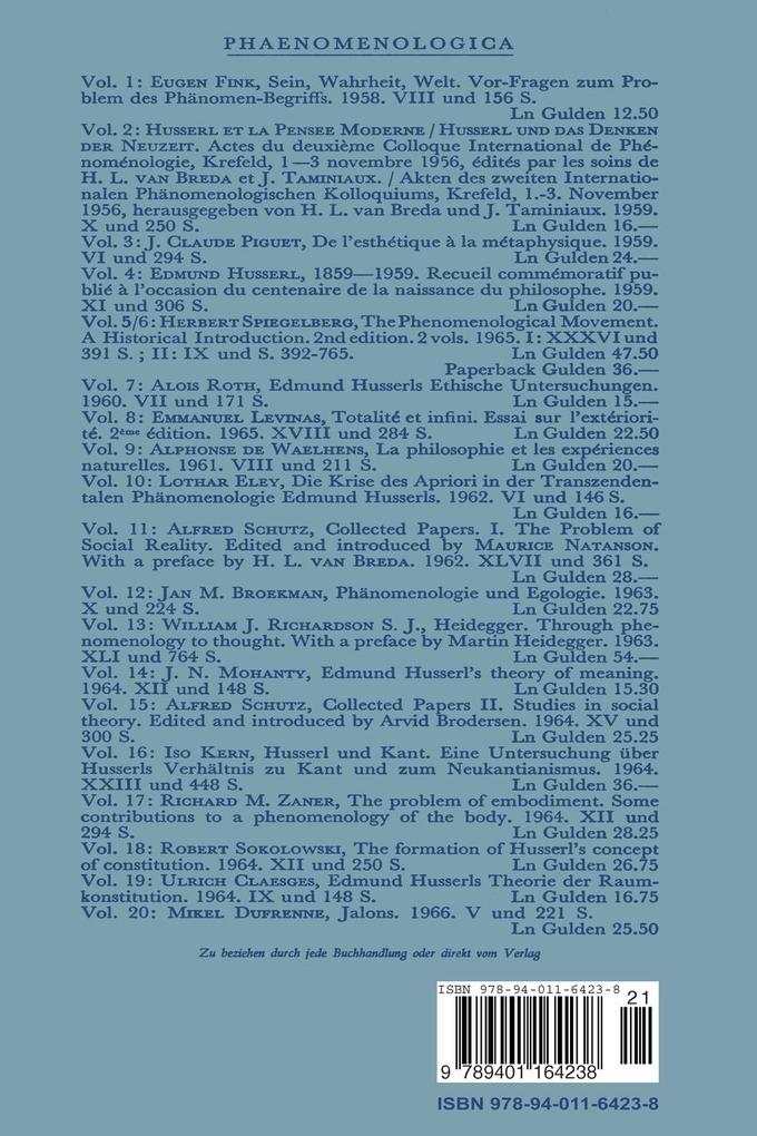 Weitere Ansicht: Studien zur Phänomenologie 1930-1939 | S. Fink