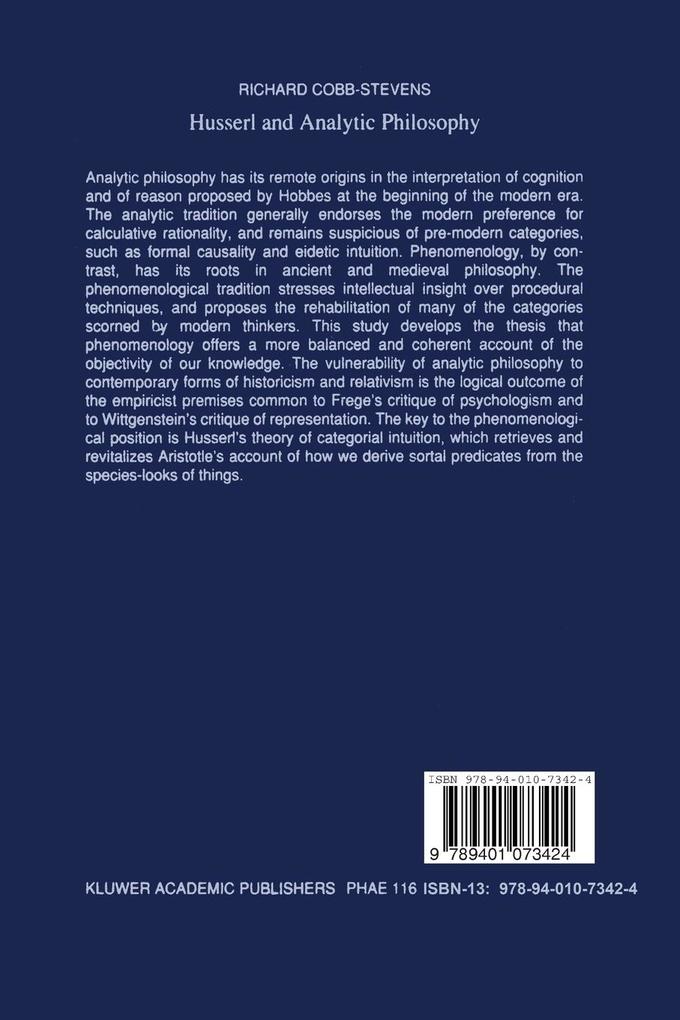 Weitere Ansicht: Husserl and Analytic Philosophy | R. Cobb-Stevens