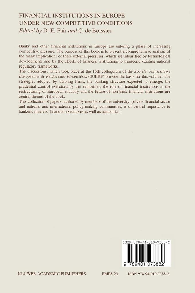 Weitere Ansicht: Financial Institutions in Europe Under New Competitive Conditions