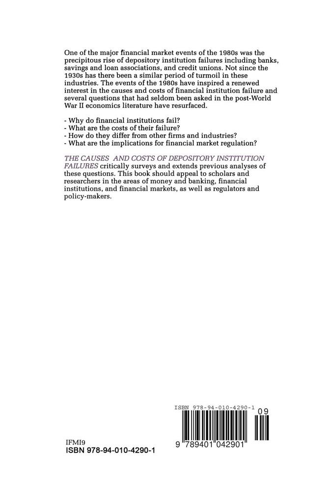 Weitere Ansicht: The Causes and Costs of Depository Institution Failures