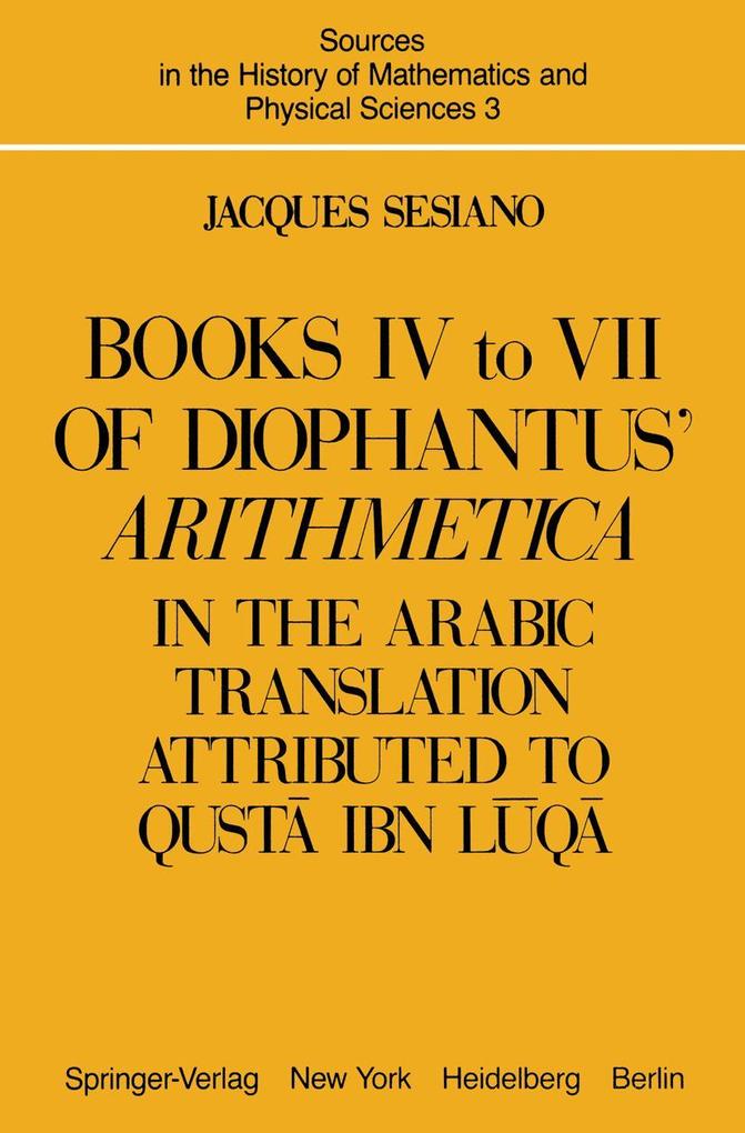 Produktbild: Books IV to VII of Diophantus' Arithmetica | Jacques Sesiano