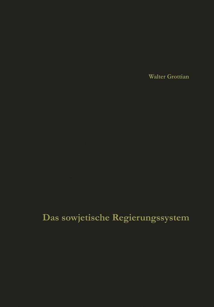 Produktbild: Das sowjetische Regierungssystem | Walter Grottian