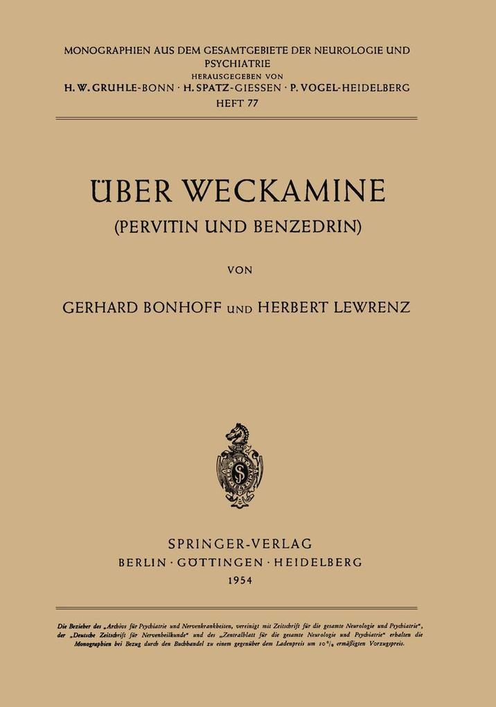 Produktbild: Über Weckamine | G. Bonhoff, H. Lewrenz
