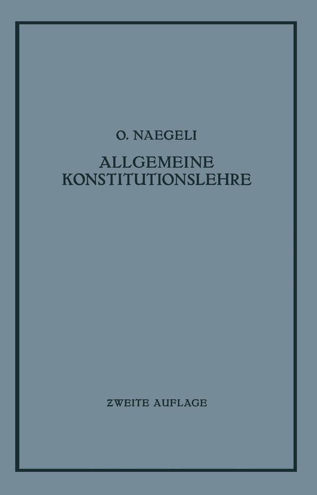 Produktbild: Allgemeine Konstitutionslehre | O. Naegeli
