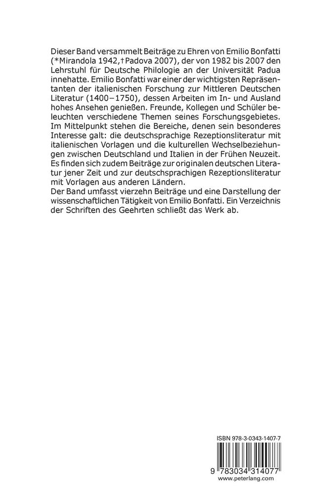 Weitere Ansicht: Mittlere Deutsche Literatur und Italien