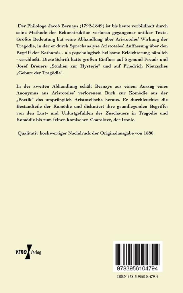 Weitere Ansicht: Zwei Abhandlungen über die aristotelische Theorie des Drama | Jacob Bernays