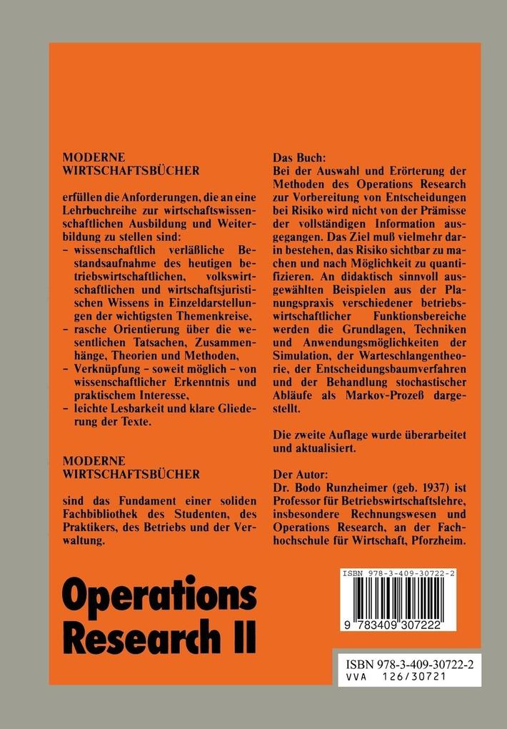 Weitere Ansicht: Operations Research II | Bodo Runzheimer