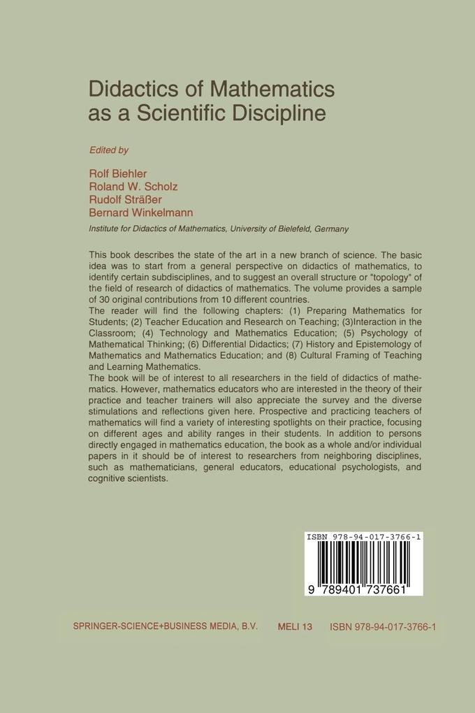 Weitere Ansicht: Didactics of Mathematics as a Scientific Discipline