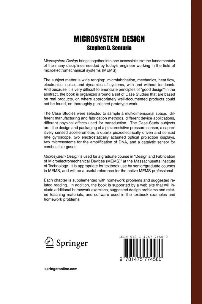 Weitere Ansicht: Microsystem Design | Stephen D. Senturia