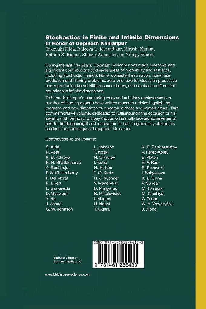 Weitere Ansicht: Stochastics in Finite and Infinite Dimensions