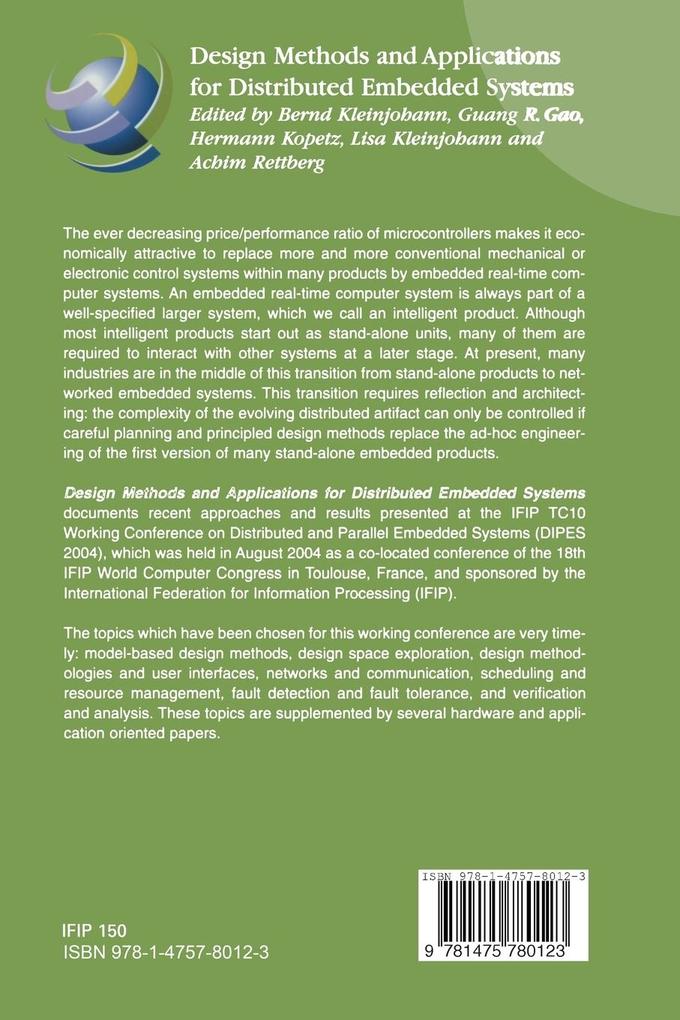 Weitere Ansicht: Design Methods and Applications for Distributed Embedded Systems